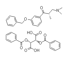 (S)-1-(3-(芐氧基)苯基)-3-(二甲基氨基)-2-甲基丙烷-1-酮.（l）-dbta結(jié)構(gòu)式_1004315-81-4結(jié)構(gòu)式