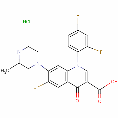 1-(2,4-Difluorophenyl)-6-fluoro-1,4-dihydro-7-(3-methyl-1-piperazinyl)-4-oxo-3-quinolinecarboxylic acid hydrochlorideStructure,105784-61-0Structure 1-(2,4-Difluorophenyl)-6-fluoro-1,4-dihydro-7-(3-methyl-1-piperazinyl)-4-oxo-3-quinolinecarboxylic acid hydrochloride Structure,105784-61-0Structure