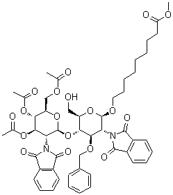 8-Methoxycarbonyloctyl-2-deoxy-2-phthalimido-3-o-benzyl-4-o-(3’,4’,6’-tri-o-acetyl-2’-deoxy-2’-phthalimido-β-d-glucopyranosyl)-β-d-glucopyranosideStructure,106445-30-1Structure 8-Methoxycarbonyloctyl-2-deoxy-2-phthalimido-3-o-benzyl-4-o-(3’,4’,6’-tri-o-acetyl-2’-deoxy-2’-phthalimido-β-d-glucopyranosyl)-β-d-glucopyranoside Structure,106445-30-1Structure
