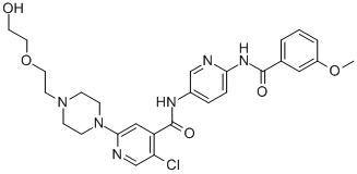 5-氯-2-(4-(2-(2-羥乙氧基)乙基)-1-哌嗪)-N-(6-(3-甲氧基苯甲酰胺)-3-吡啶)異煙酰胺結(jié)構(gòu)式_1131604-97-1結(jié)構(gòu)式