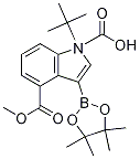4-甲基 3-(4,4,5,5-四甲基-1,3,2-二噁硼烷-2-基)-1H-吲哚-1,4-二羧酸-1-叔丁酯結(jié)構(gòu)式_1256359-97-3結(jié)構(gòu)式