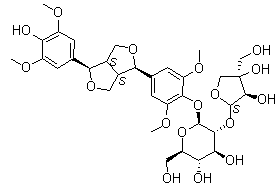 (-)-丁香樹脂酚-4-O-β-D-呋喃芹糖基-(1→2)-β-D-吡喃葡萄糖苷結(jié)構(gòu)式_136997-64-3結(jié)構(gòu)式