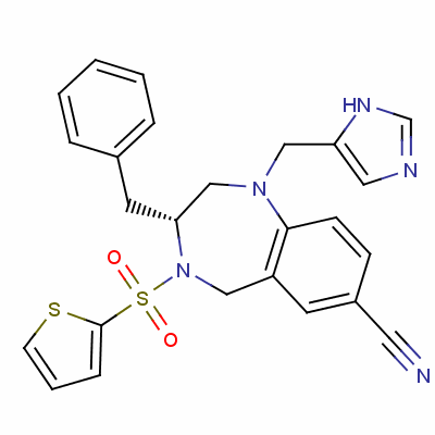 1-((1H-咪唑-4-基)甲基)-3-芐基-4-(噻吩-2-基磺?；?-2,3,4,5-四氫-1H-苯并[e][1,4]二氮雜卓-7-甲腈結(jié)構(gòu)式_195987-41-8結(jié)構(gòu)式