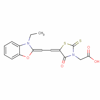 5-[2-(3-乙基-2(3h)-苯并噁唑基)亞乙基]-4-氧代-2-硫氧代-3-噻唑烷乙酸結(jié)構(gòu)式_23236-18-2結(jié)構(gòu)式