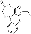 (E)-5-(2-氯苯基)-7-乙基-1H-噻吩并[2,3-e][1,4]二氮雜卓-2(3h)-硫酮結(jié)構(gòu)式_40054-40-8結(jié)構(gòu)式