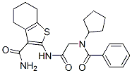 (9ci)-2-[[(苯甲?；h(huán)戊基氨基)乙?；鵠氨基]-4,5,6,7-四氫-苯并[b]噻吩-3-羧酰胺結(jié)構(gòu)式_606108-88-7結(jié)構(gòu)式