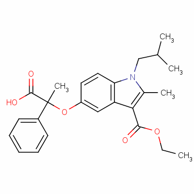 3-乙基 5-(1-羧基-1-苯基乙氧基)-1-異丁基-2-甲基-1H-吲哚-3-羧酸結(jié)構(gòu)式_61793-29-1結(jié)構(gòu)式
