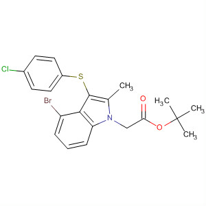 Tert-butyl 2-(4-bromo-3-(4-chlorophenylthio)-2-methyl-1h-indol-1-yl)acetateStructure,628736-43-6Structure Tert-butyl 2-(4-bromo-3-(4-chlorophenylthio)-2-methyl-1h-indol-1-yl)acetate Structure,628736-43-6Structure
