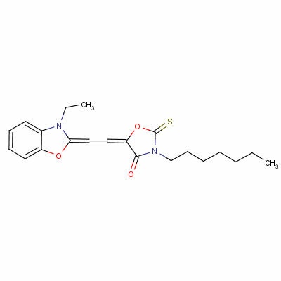 5-[(3-乙基-(3H)-苯并噁唑-2-基)亞乙基]-3-庚基-2-硫氧代噁唑啉-4-酮結(jié)構(gòu)式_63123-23-9結(jié)構(gòu)式