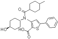 3-(N-((1r,4r)-4-羥基環(huán)己基)-4-甲基環(huán)己烷羧酰胺)-5-苯基噻吩-2-羧酸鈉結(jié)構(gòu)式_713139-25-4結(jié)構(gòu)式