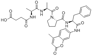 4-((S)-1-((S)-1-((S)-2-((S)-2-(4-methyl-2-oxo-2H-chromen-7-ylamino)-3-phenylpropanoylcarbamoyl)pyrrolidin-1-yl)-1-oxopropan-2-ylamino)-1-oxopropan-2-ylamino)-4-oxobutanoic acidStructure,88467-45-2Structure 4-((S)-1-((S)-1-((S)-2-((S)-2-(4-methyl-2-oxo-2H-chromen-7-ylamino)-3-phenylpropanoylcarbamoyl)pyrrolidin-1-yl)-1-oxopropan-2-ylamino)-1-oxopropan-2-ylamino)-4-oxobutanoic acid Structure,88467-45-2Structure