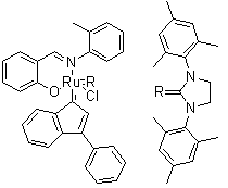 氯(1,3-二均三甲苯基-2-咪唑烷基亞基)(2-{(E)-[(2-甲基苯基)亞氨基]甲基}苯酚-kappaO)(3-苯基-1H-茚-1-亞基)釕結構式_934538-12-2結構式