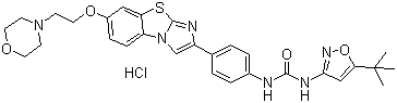 N-(5-tert-butyl-isoxazol-3-yl)-n-{4-[7-(2-morpholin-4-ylethoxy)imidazo[2,1-b][1,3]benzothiazol-2-yl]phenyl}urea dihydrochloride Structure,950769-62-7Structure