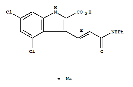 鈉3-[(1E)-3-苯胺基-3-氧代-1-丙烯-1-基]-4,6-二氯-1H-吲哚-2-羧酸酯結(jié)構(gòu)式_153436-38-5結(jié)構(gòu)式