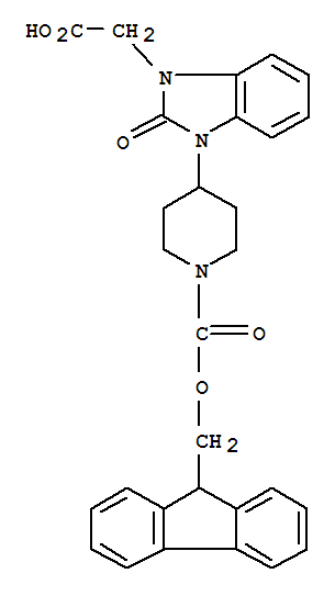 (3-{1-[(9H-fluoren-9-ylmethoxy)carbonyl]-4-piperidinyl}-2-oxo-2,3-dihydro-1h-benzimidazol-1-yl)acetic acid Structure,215190-29-7Structure