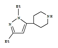 Piperidine, 4-(1,3-diethyl-1h-pyrazol-5-yl)-(9ci)Structure,442876-37-1Structure Piperidine, 4-(1,3-diethyl-1h-pyrazol-5-yl)-(9ci) Structure,442876-37-1Structure