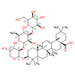 齊墩果酸-3-O-β-D葡萄糖( 1→3)-α-L-鼠李糖(1→2)-α-L-阿拉伯糖苷結(jié)構(gòu)式_103956-33-8結(jié)構(gòu)式