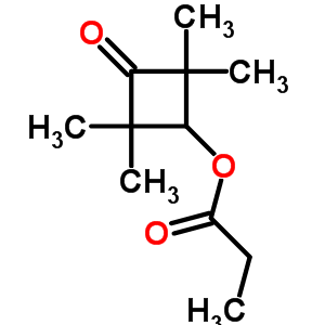 Cyclobutanone,2,2,4,4-tetramethyl-3-(1-oxopropoxy)-Structure,1133-07-9Structure Cyclobutanone,2,2,4,4-tetramethyl-3-(1-oxopropoxy)- Structure,1133-07-9Structure
