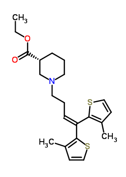 乙基(3R)-1-[4,4-二(3-甲基-2-噻吩基)-3-丁烯-1-基]-3-哌啶羧酸酯結(jié)構(gòu)式_145821-58-5結(jié)構(gòu)式