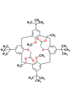 O(1),O(3)-雙(乙酸基甲基)-O(2),O(4)-二甲基對叔丁基杯芳烴結構式_149775-71-3結構式