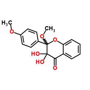 4H-1-benzopyran-4-one,2,3-dihydro-3,3-dihydroxy-2-methoxy-2-(4-methoxyphenyl)-Structure,1603-44-7Structure 4H-1-benzopyran-4-one,2,3-dihydro-3,3-dihydroxy-2-methoxy-2-(4-methoxyphenyl)- Structure,1603-44-7Structure