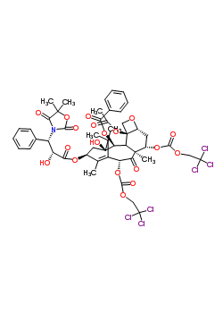 4-乙酰氧基-13-{[3-(5,5-二甲基-2,4-二氧代-1,3-惡唑烷-3-基)-2-羥基-3-苯基丙酰基]氧基}-1-羥基-9-氧代-7,10-二{[(2,2,2-三氯乙氧基)羰基]氧基}-5,20-環(huán)氧紫杉-11-烯-2-基苯甲酸酯結(jié)構(gòu)式_160651-94-5結(jié)構(gòu)式