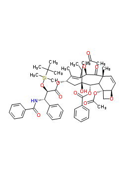 (2alpha,3xi,5beta,10beta,13alpha)-4,10-二乙酰氧基-13-{[(2R,3S)-3-(苯甲酰基氨基)-2-{[二甲基(2-甲基-2-丙基)硅烷基]氧基}-3-苯基丙?；鵠氧基}-1-羥基-9-氧代-5,20-環(huán)氧紫杉-6,11-二烯-2-基苯甲酸酯結(jié)構(gòu)式_165065-02-1結(jié)構(gòu)式