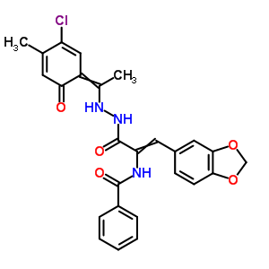 3-(1,3-苯并二氧雜環(huán)戊烯-5-基)-2-(苯甲?；被?-2-丙酸 2-[1-(5-氯-2-羥基-4-甲基苯基)亞乙基]肼結(jié)構(gòu)式_17178-89-1結(jié)構(gòu)式
