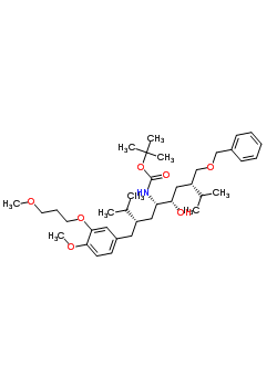 N-[(1S,2S,4S)-2-羥基-1-[(2S)-2-[[4-甲氧基-3-(3-甲氧基丙氧基)苯基]甲基]-3-甲基丁基]-5-甲基-4-[(苯甲氧基)甲基]己基]-氨基甲酸叔丁酯結(jié)構(gòu)式_172900-92-4結(jié)構(gòu)式