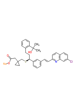 {1-[({(1S)-1-{3-[(E)-2-(7-氯-2-喹啉基)乙烯基]苯基}-3-[2-(2-羥基-2-丙基)苯基]丙基}硫基)甲基]環(huán)丙基}乙酸鈉結(jié)構(gòu)式_190078-45-6結(jié)構(gòu)式