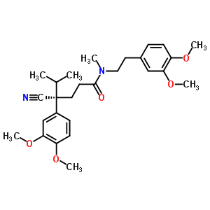 (4S)-4-氰基-4-(3,4-二甲氧基苯基)-N-[2-(3,4-二甲氧基苯基)乙基]-N,5-二甲基己酰胺結(jié)構(gòu)式_204642-98-8結(jié)構(gòu)式