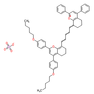 2,4-Bis(4-amoxyphenyl)-8-[5-(2,4-diphenyl-6,7-dihydro-5h-chromen-1-ium-8-ylidene)penta-1,3-dienyl]-6,7-dihydro-5h-chromene perchlorate Structure,21016-22-8Structure