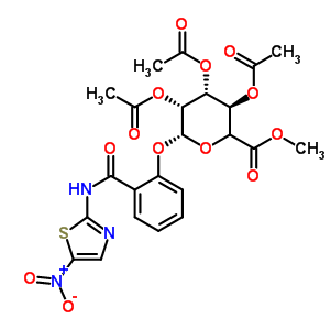 2-[(5-硝基-1,3-噻唑-2-基)氨基甲酰]苯基(5Xi)-2,3,4-三-O-乙?；?beta-L-來蘇-吡喃己糖醛酸甲酯結構式_221287-92-9結構式