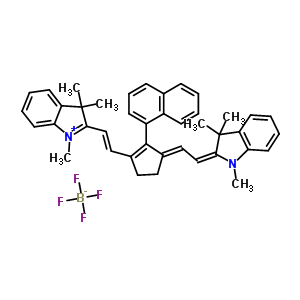 1,3,3-三甲基-2-((E)-2-(2-(1-萘基)-3-[(E)-2-(1,3,3-三甲基-1,3-二氫-2H-吲哚-2-亞基)乙亞基]-1-環(huán)戊烯-1-基)乙烯基)-3H-吲哚四氟硼酸鹽結構式_262607-20-5結構式