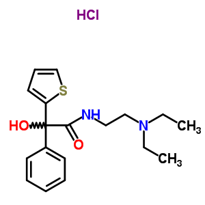 N-(2-diethylaminoethyl)-2-hydroxy-2-phenyl-2-thiophen-2-ylacetamide hydrochlorideStructure,37109-17-4Structure N-(2-diethylaminoethyl)-2-hydroxy-2-phenyl-2-thiophen-2-ylacetamide hydrochloride Structure,37109-17-4Structure
