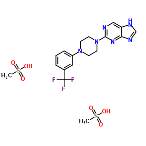 2-(4-(Alpha,alpha,alpha-trifluoro-m-tolyl)-1-piperazinyl)-9h-purine di methanesulfonateStructure,37425-18-6Structure 2-(4-(Alpha,alpha,alpha-trifluoro-m-tolyl)-1-piperazinyl)-9h-purine di methanesulfonate Structure,37425-18-6Structure