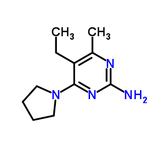 2-Pyrimidinamine,5-ethyl-4-methyl-6-(1-pyrrolidinyl)-(9ci)Structure,424803-29-2Structure 2-Pyrimidinamine,5-ethyl-4-methyl-6-(1-pyrrolidinyl)-(9ci) Structure,424803-29-2Structure