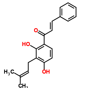 (2E)-1-[2,4-二羥基-3-(3-甲基-2-丁烯)苯基]-3-苯基-2-丙烯-1-酮結構式_52601-05-5結構式