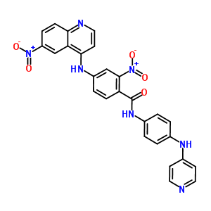 Benzamide, 2-nitro-4-((6-nitro-4-quinolinyl)amino)-n-(4-(4-pyridinylamino)phenyl)-Structure,53221-75-3Structure Benzamide, 2-nitro-4-((6-nitro-4-quinolinyl)amino)-n-(4-(4-pyridinylamino)phenyl)- Structure,53221-75-3Structure