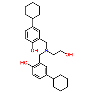 4-環(huán)己基-2-[[(5-環(huán)己基-2-羥基-苯基)甲基-(2-羥基乙基)氨基]甲基]苯酚結(jié)構(gòu)式_5430-71-7結(jié)構(gòu)式