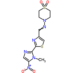 N-[[2-(1-甲基-5-硝基-1H-咪唑-2-基)-4-噻唑]亞甲基]-4-硫代嗎啉 1,1-二氧化物結(jié)構(gòu)式_57436-65-4結(jié)構(gòu)式