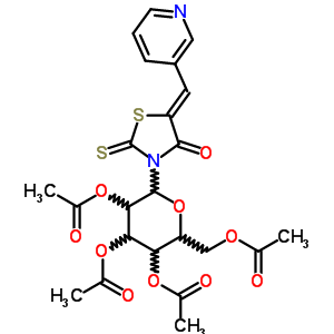 5-(3-吡啶亞甲基)-3-(2,3,4,6-四-o-乙?；?b-d-吡喃葡萄糖)-2-硫氧代-4-噻唑啉酮結(jié)構(gòu)式_65562-37-0結(jié)構(gòu)式