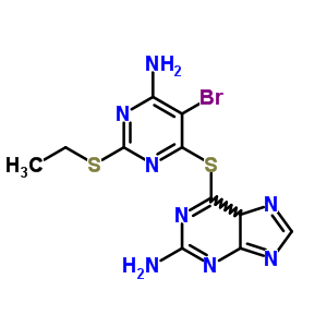 6-[[6-氨基-5-溴-2-(乙基硫代)-4-嘧啶]硫代]-9H-嘌呤-2-胺結(jié)構(gòu)式_7248-23-9結(jié)構(gòu)式