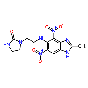 1-(2-((2-Methyl-4,6-dinitro-1h-benzimidazol-5-yl)amino)ethyl)-2-imidazolidinoneStructure,72766-25-7Structure 1-(2-((2-Methyl-4,6-dinitro-1h-benzimidazol-5-yl)amino)ethyl)-2-imidazolidinone Structure,72766-25-7Structure