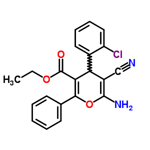 4H-pyran-3-carboxylicacid, 6-amino-4-(2-chlorophenyl)-5-cyano-2-phenyl-, ethyl esterStructure,72916-31-5Structure 4H-pyran-3-carboxylicacid, 6-amino-4-(2-chlorophenyl)-5-cyano-2-phenyl-, ethyl ester Structure,72916-31-5Structure